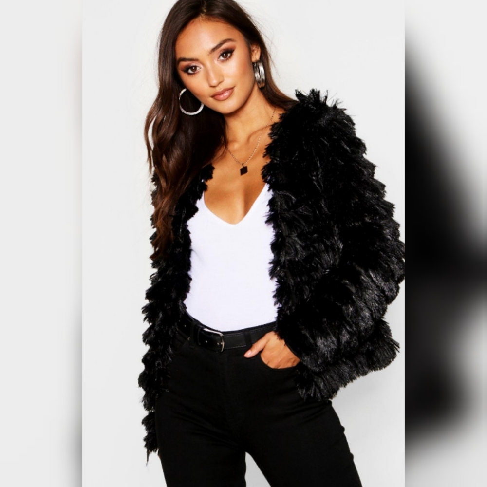 Black Fluffy Jacket for Winter and Fall